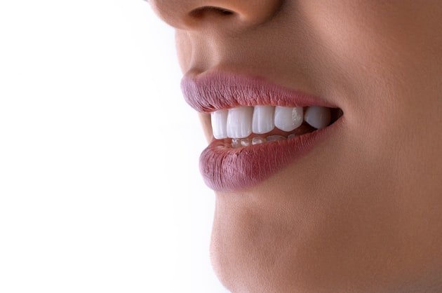 Close-up of a smile with bright, even teeth